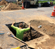 Workers fixing street in Yonkers