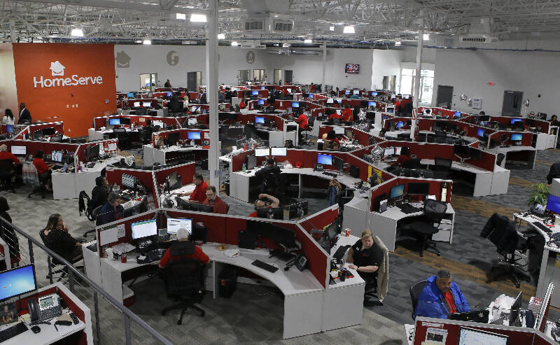 Overhead view of HomeServe's staff in Chattanooga office