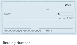 Check displaying where to locate the ACH routing number