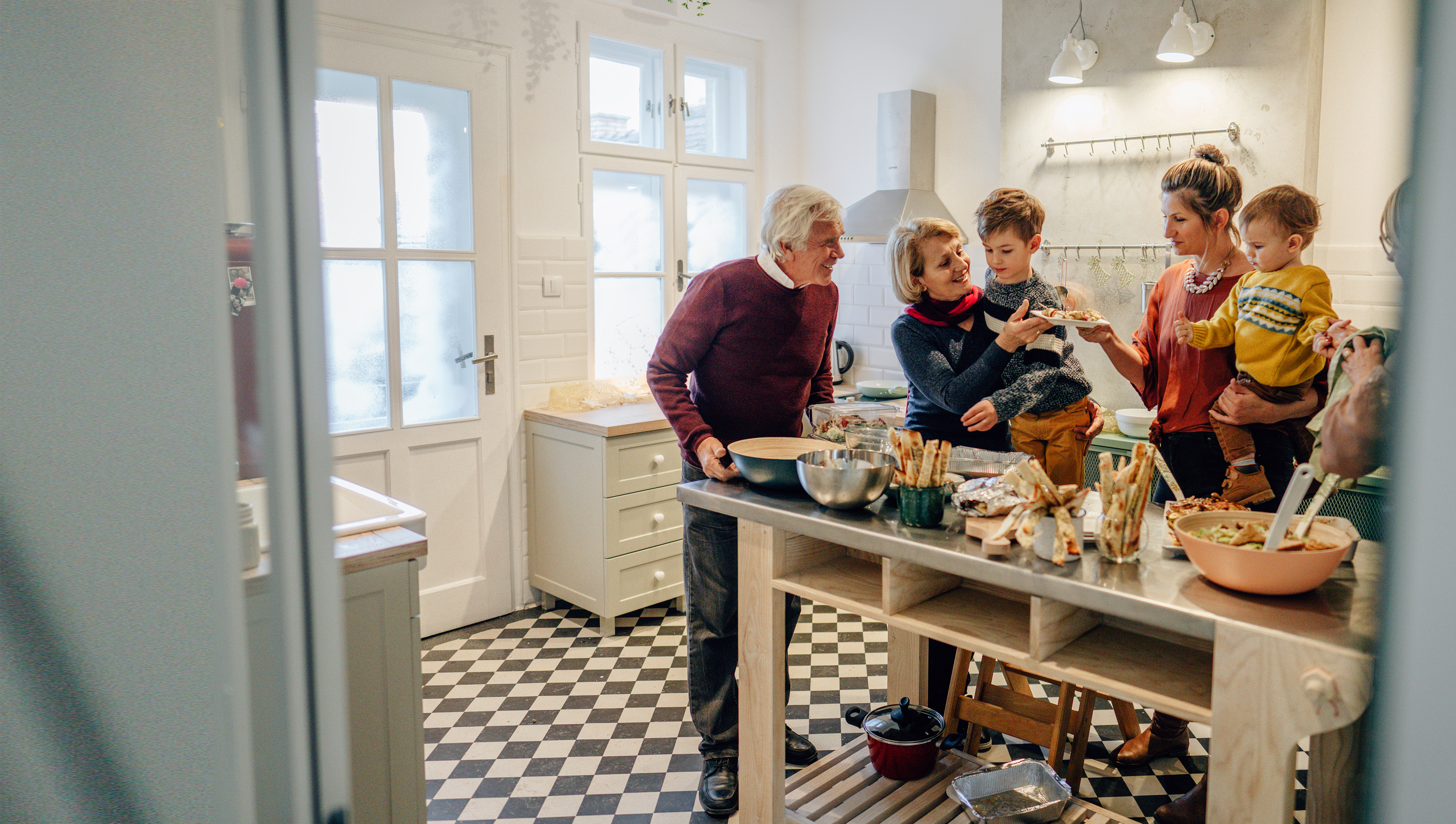 Family cooking together